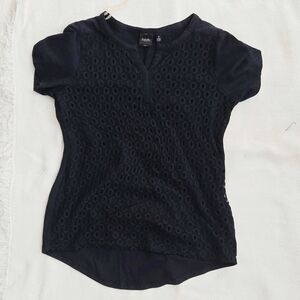 Rafaella Black Eyelet Women Top M